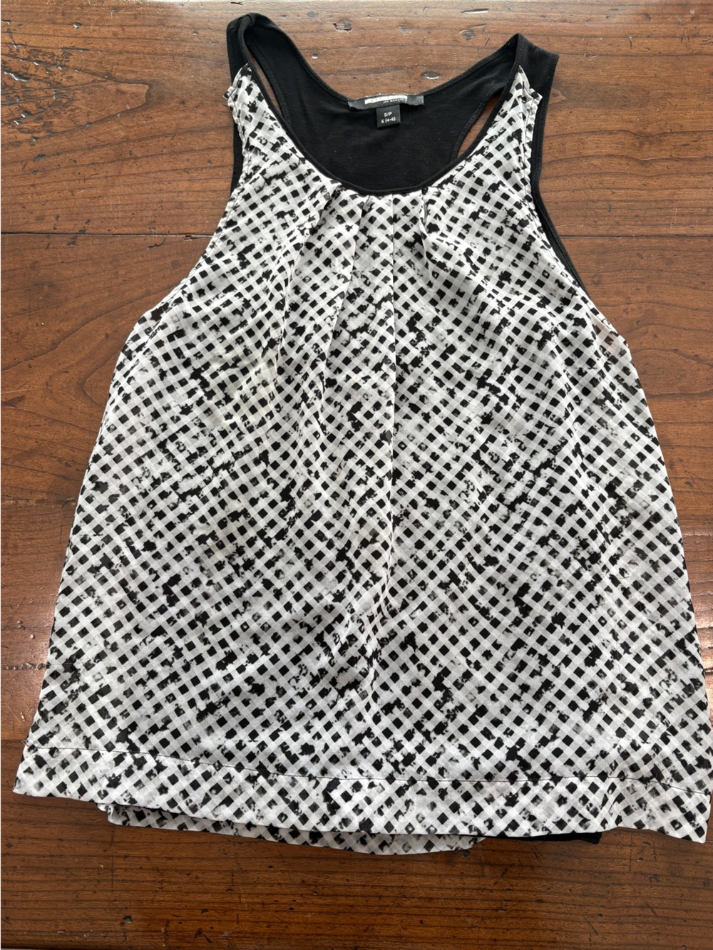 Attitude Jay Manyel Black & White Patterned Tank Top Size S